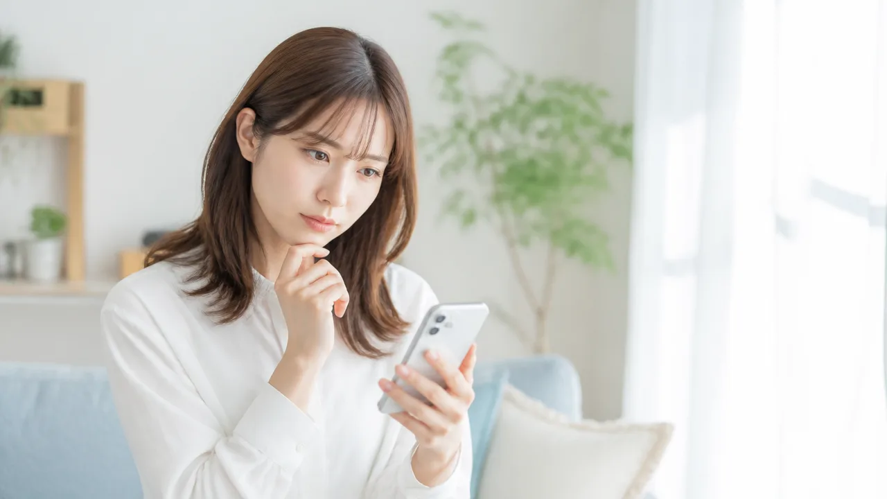 スマホを見ながら相手とのやり取りを考える人