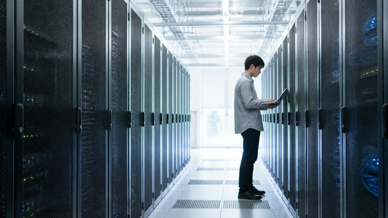 クラウドのデータを管理するサーバー設備を表したイメージ