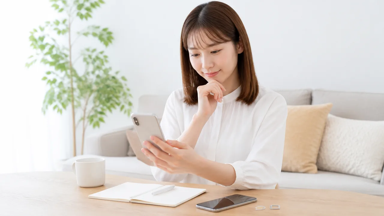 手元のスマホとSIMを確認し、乗り換え先の対応条件を調べる場面のイメージ