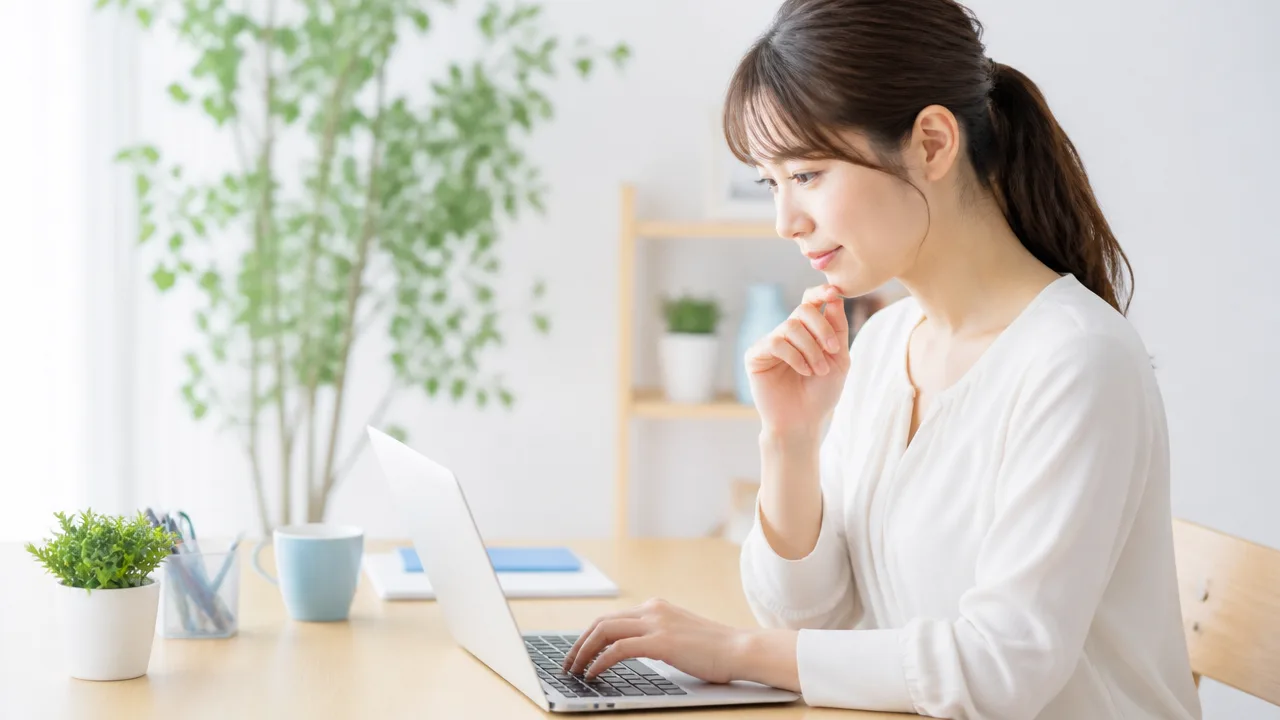 メールを送る前にパソコンで宛先を確認する場面のイメージ