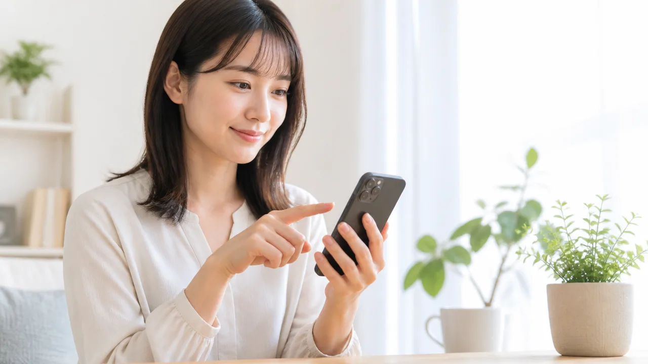 スマホで通信会社のeSIM設定案内を確認する場面のイメージ