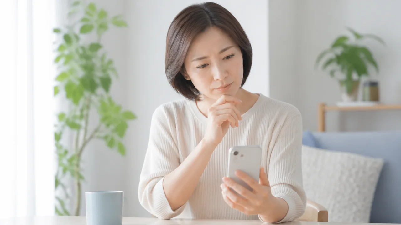 スマホで会話を見ながら操作について考える人