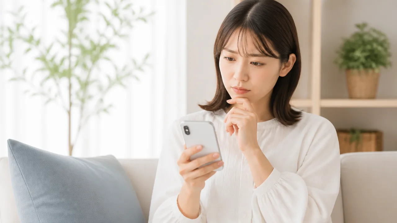 スマホで送り間違えた案内と正しい情報を確認する場面のイメージ