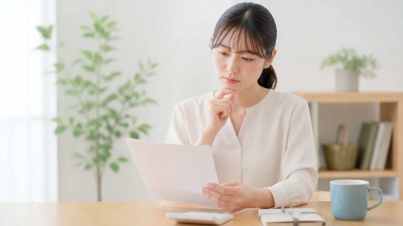書類を手に取り、記載内容を確認する人
